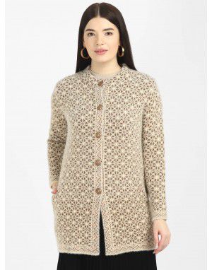 Women Long coat brown Front Design with button